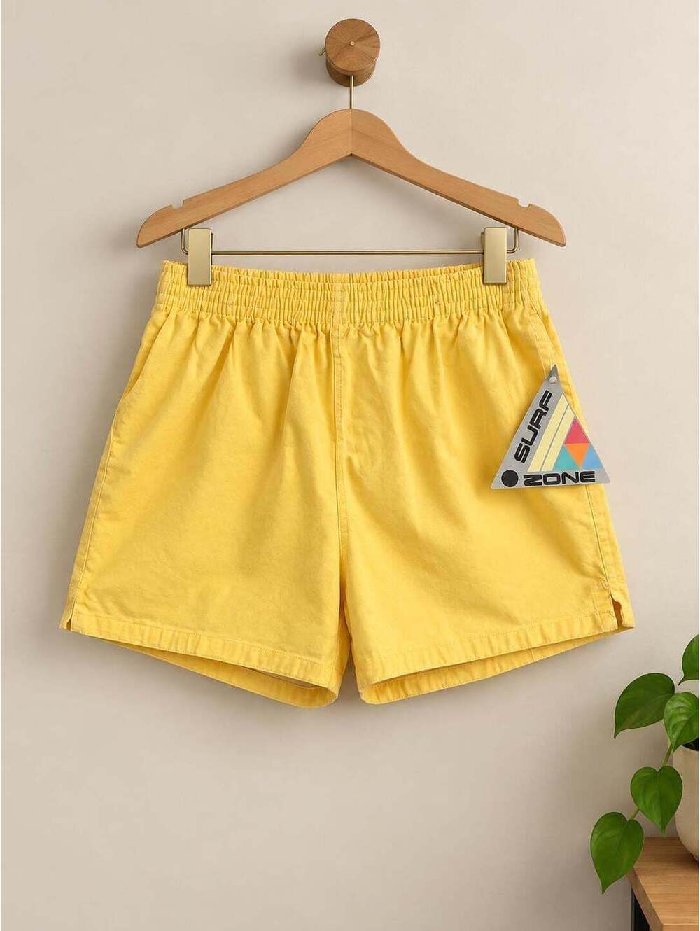Vintage 90s Surf Zone Yellow Cotton Shorts XL (Deadstock)